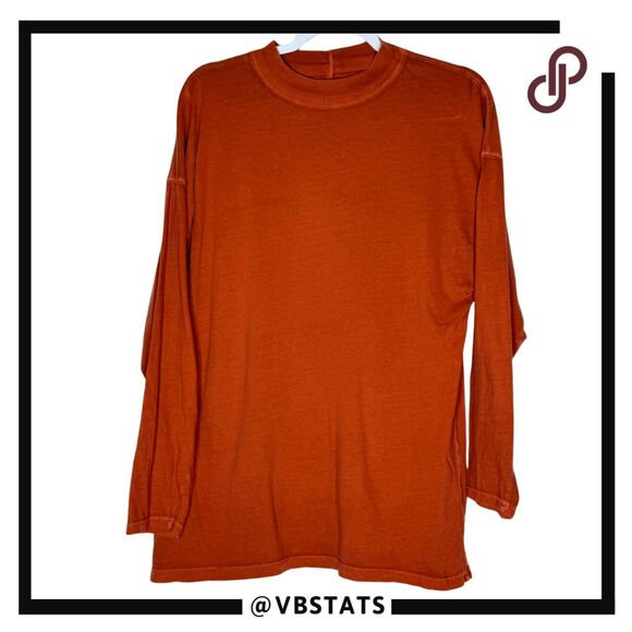 Free People We The Free Women's Crew Neck Long Sleeve Cotton Tee Rust Small - Picture 1 of 10